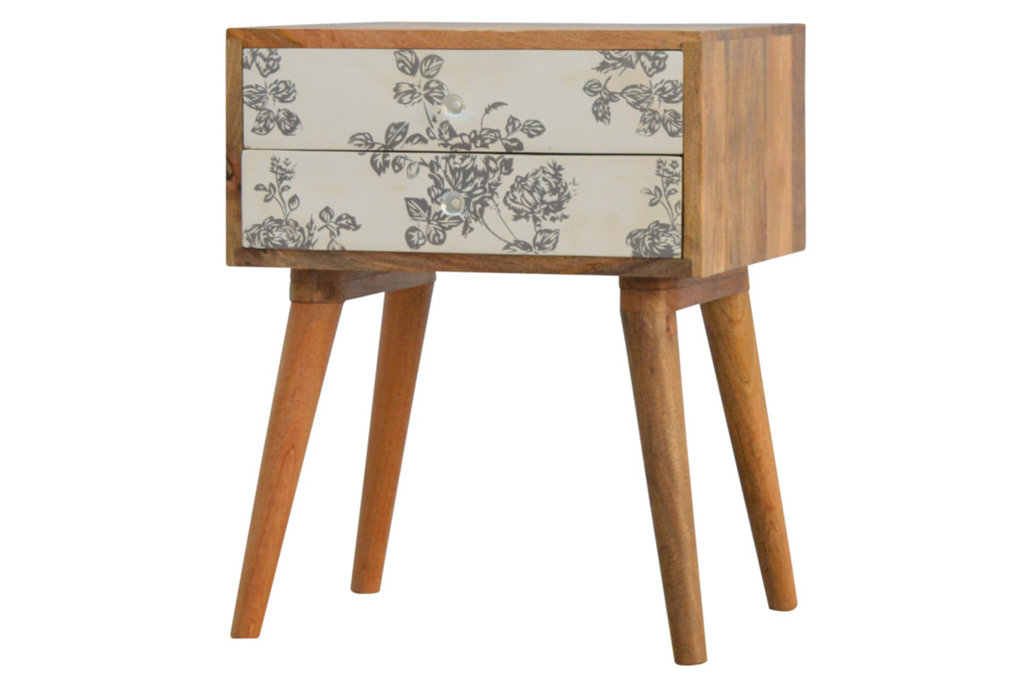 Artisan Floral Screen Printed Bedside - Gray