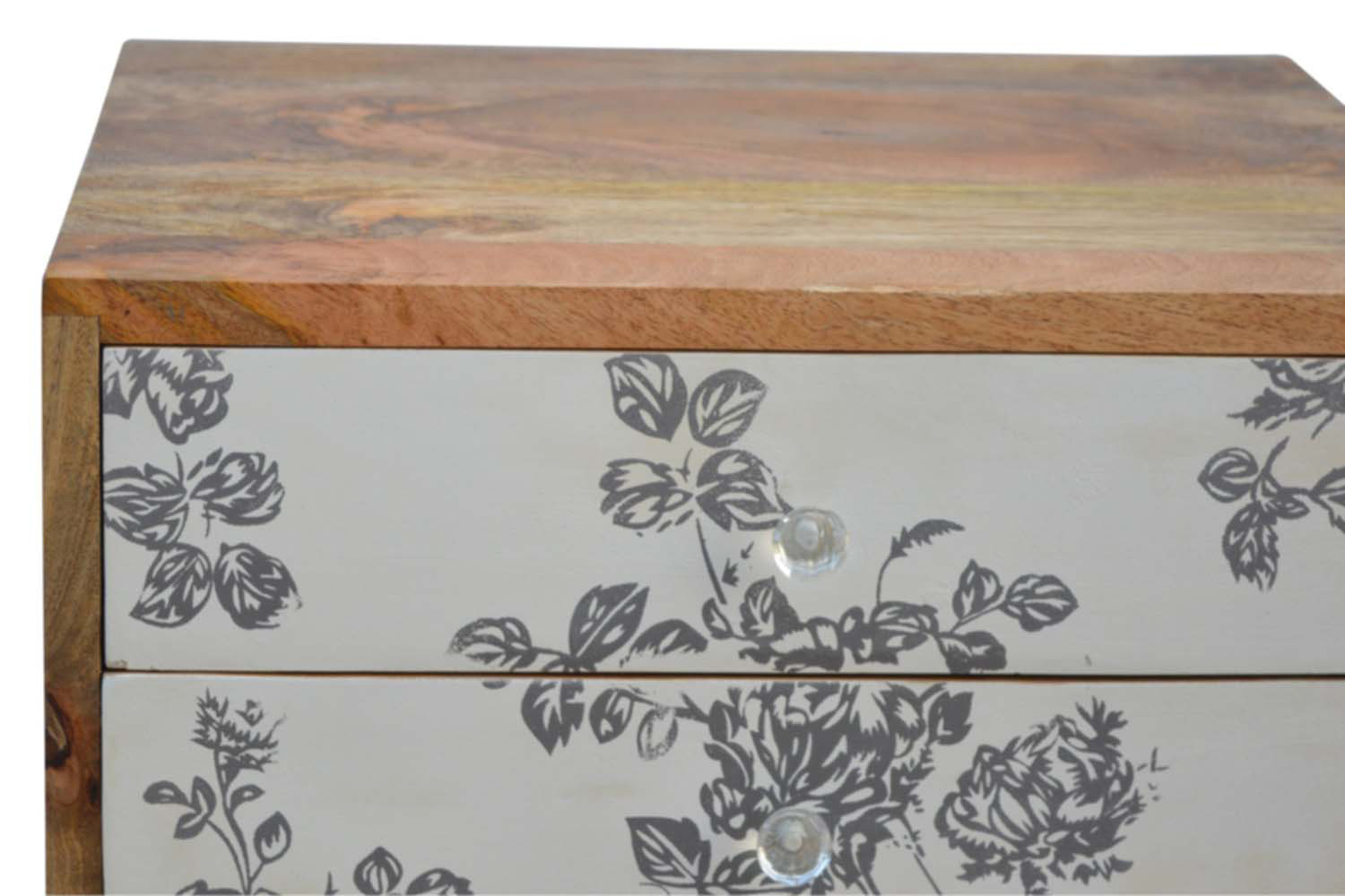 Artisan Floral Screen Printed Bedside - Gray