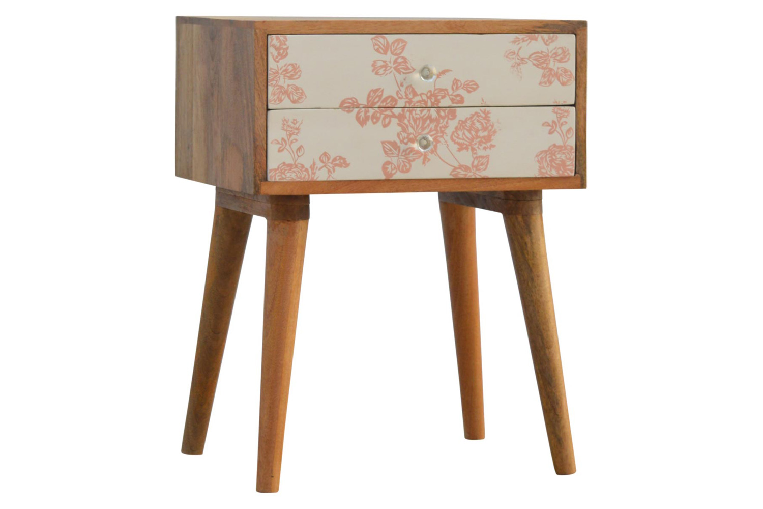 Artisan Floral Screen Printed Bedside - Pink