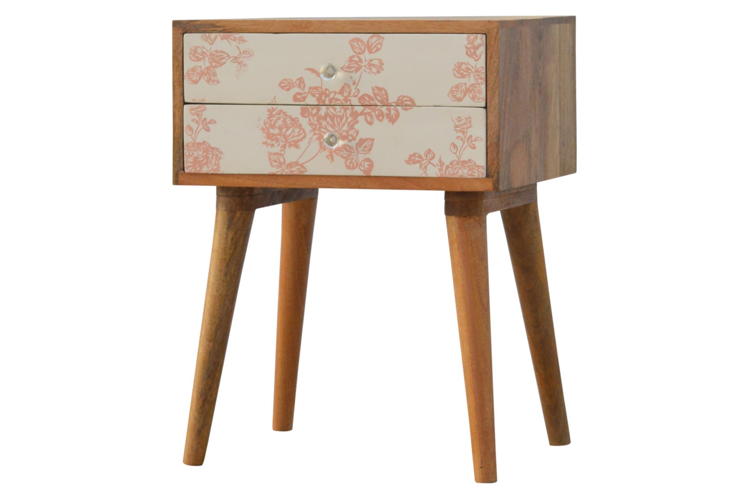 Artisan Floral Screen Printed Bedside - Pink