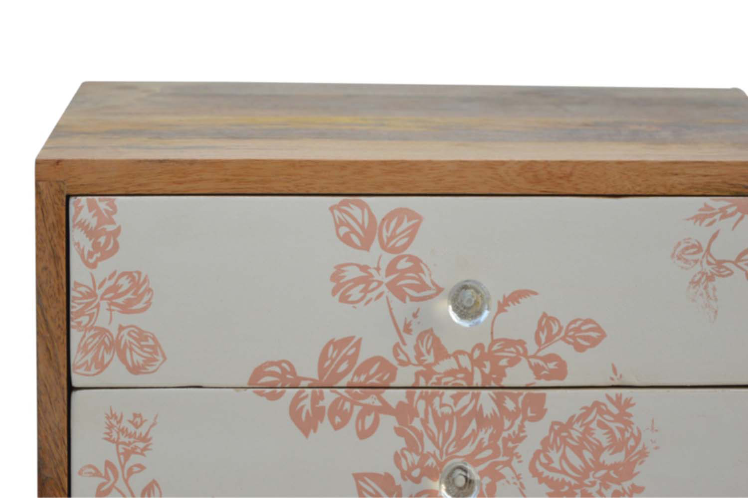 Artisan Floral Screen Printed Bedside - Pink