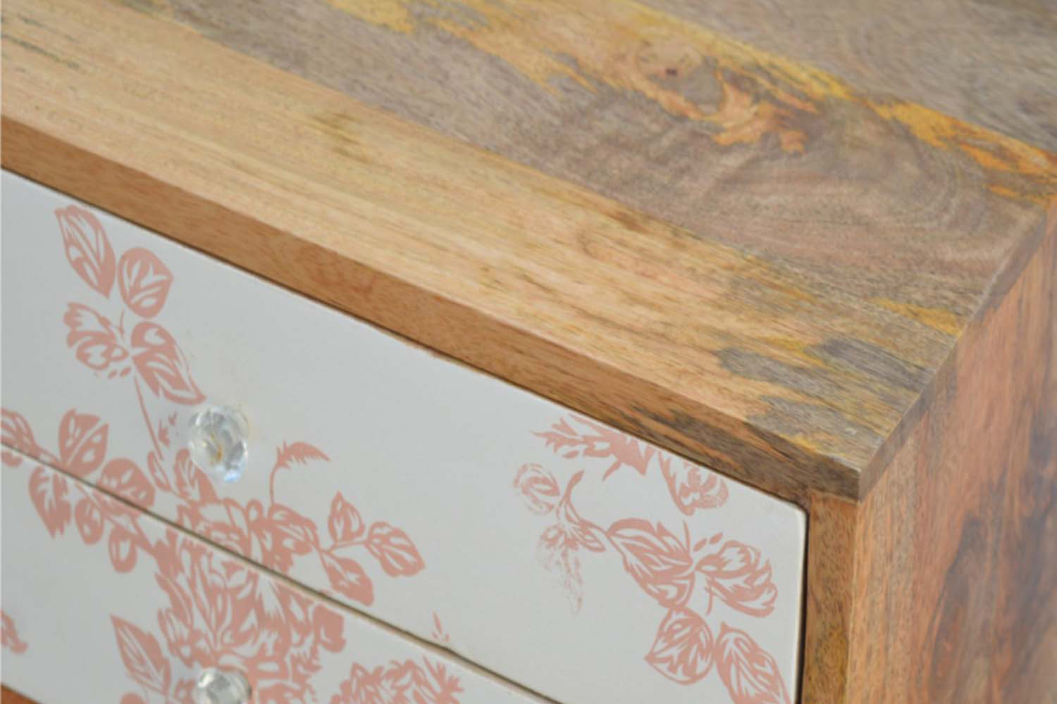 Artisan Floral Screen Printed Bedside - Pink
