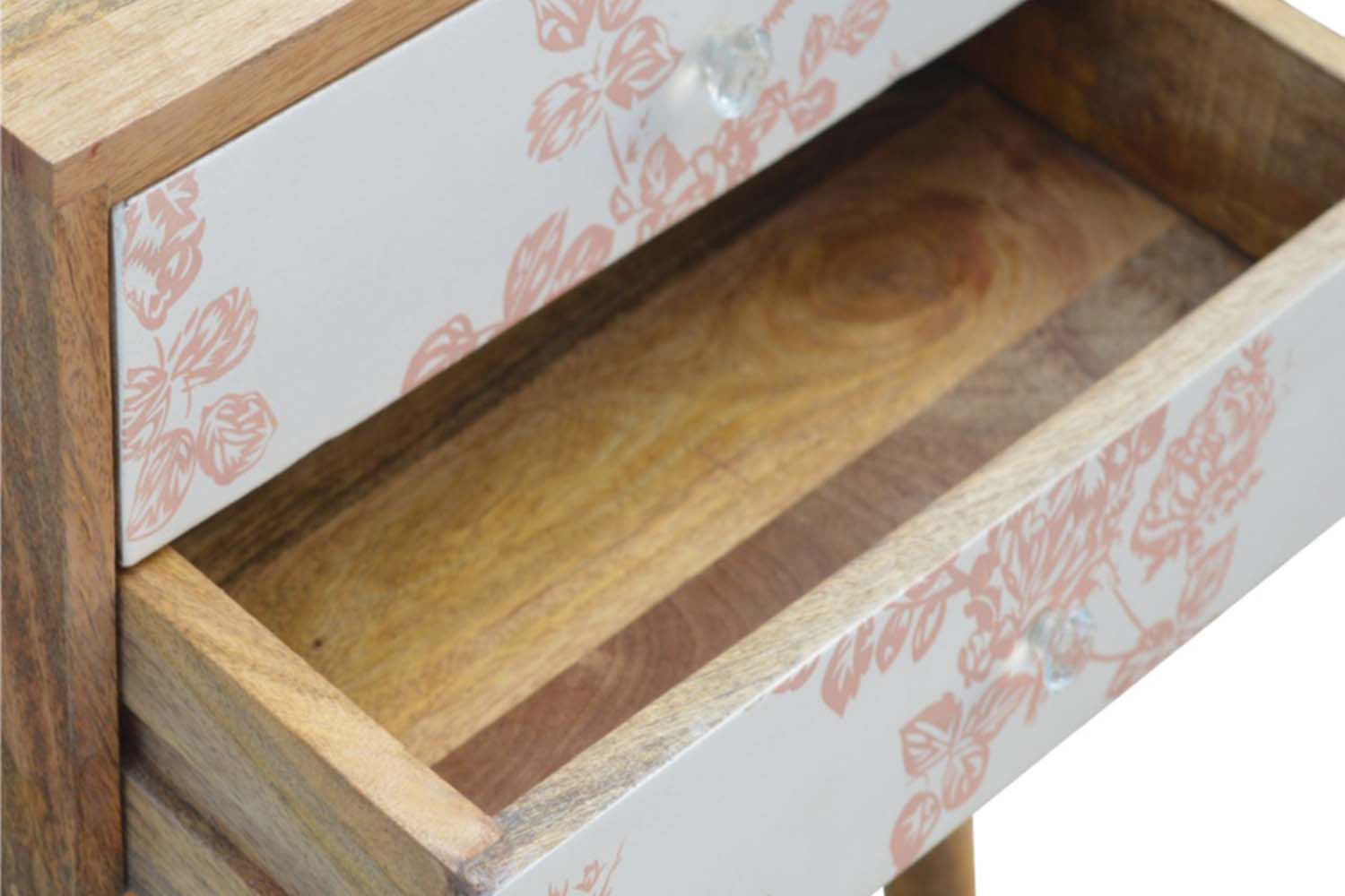Artisan Floral Screen Printed Bedside - Pink