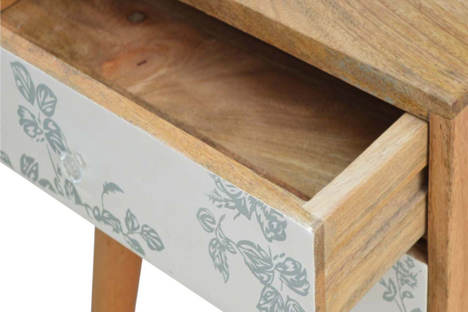 Artisan Floral Screen Printed Bedside - Green