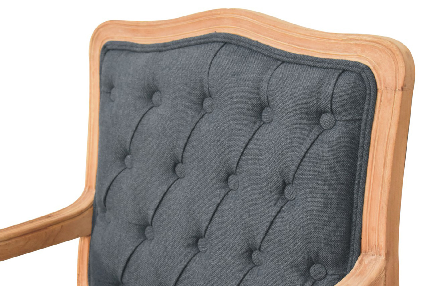 Artisan Carved French Chair - Navy Blue, Linen