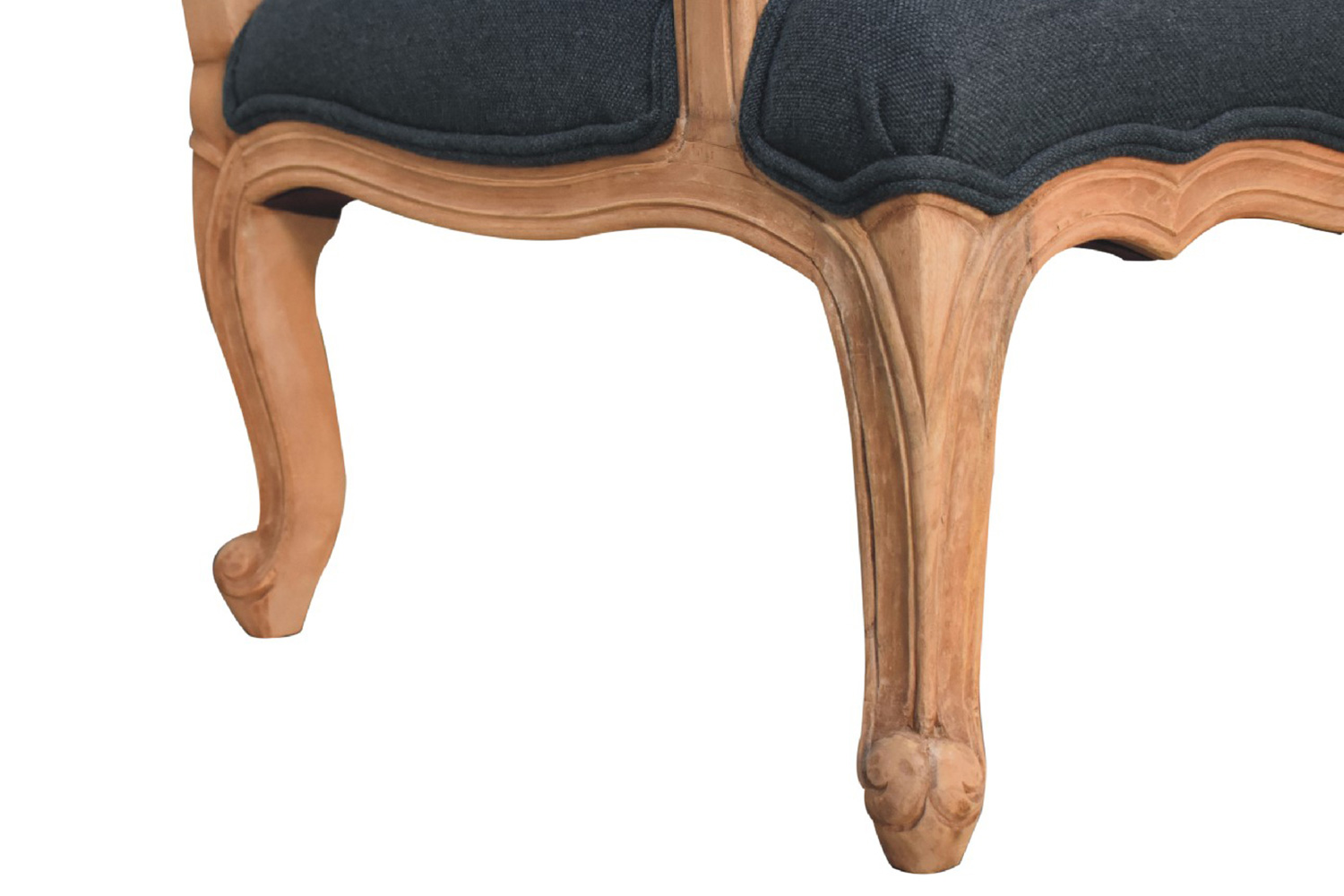 Artisan Carved French Chair - Navy Blue, Linen