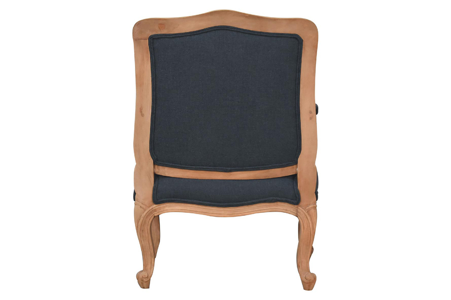 Artisan Carved French Chair - Navy Blue, Linen