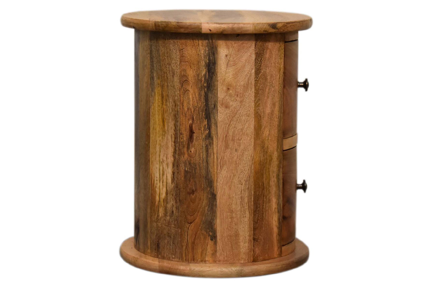 Artisan Mini Drum Bedside with 2 Drawers - Oak-ish