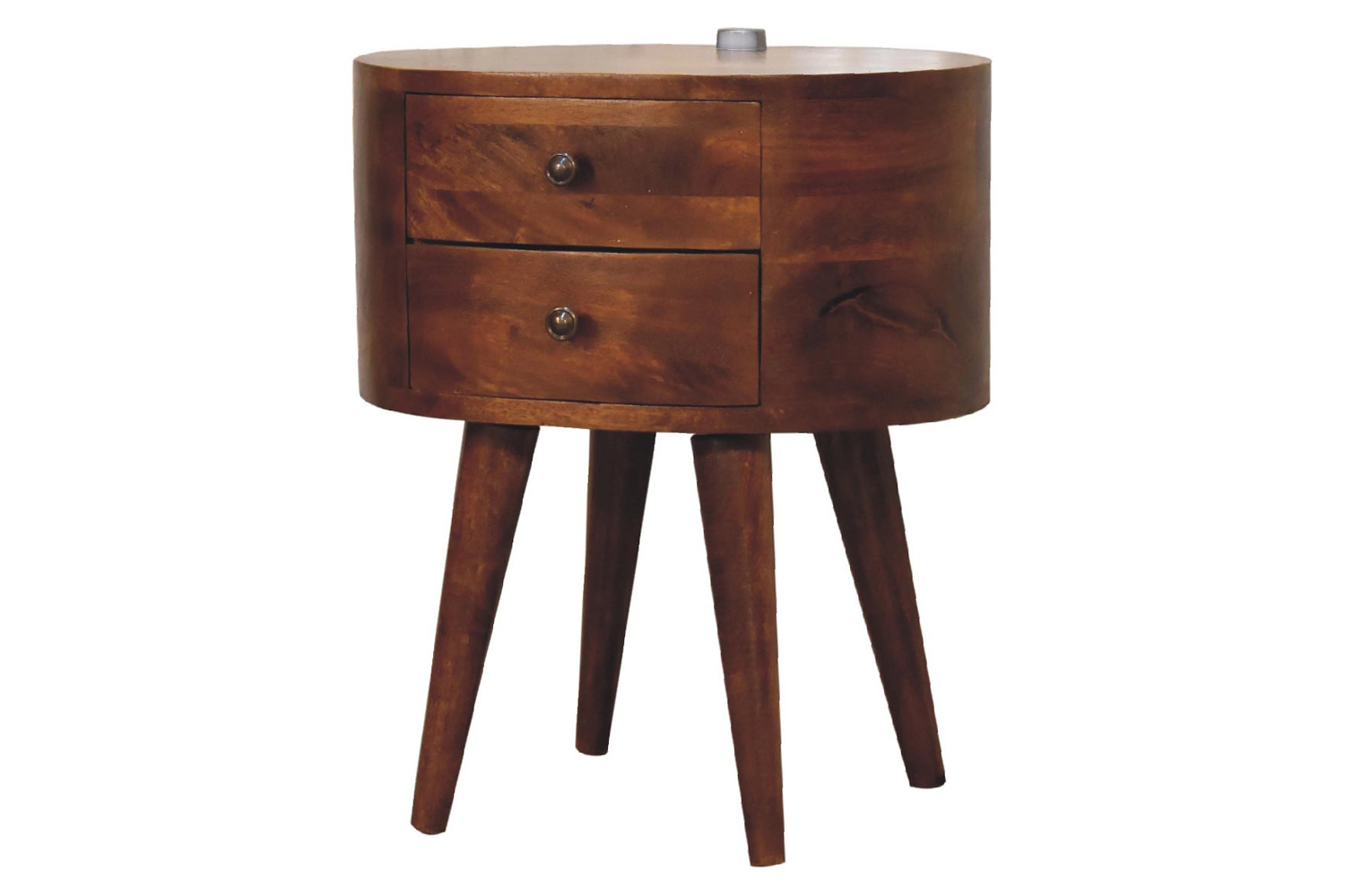 Artisan Rounded Bedside Table Bedside with Reading Light - Chestnut