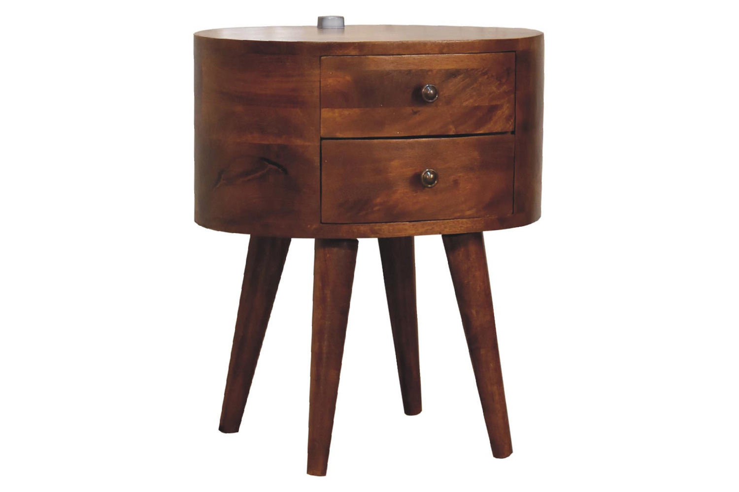 Artisan Rounded Bedside Table Bedside with Reading Light - Chestnut