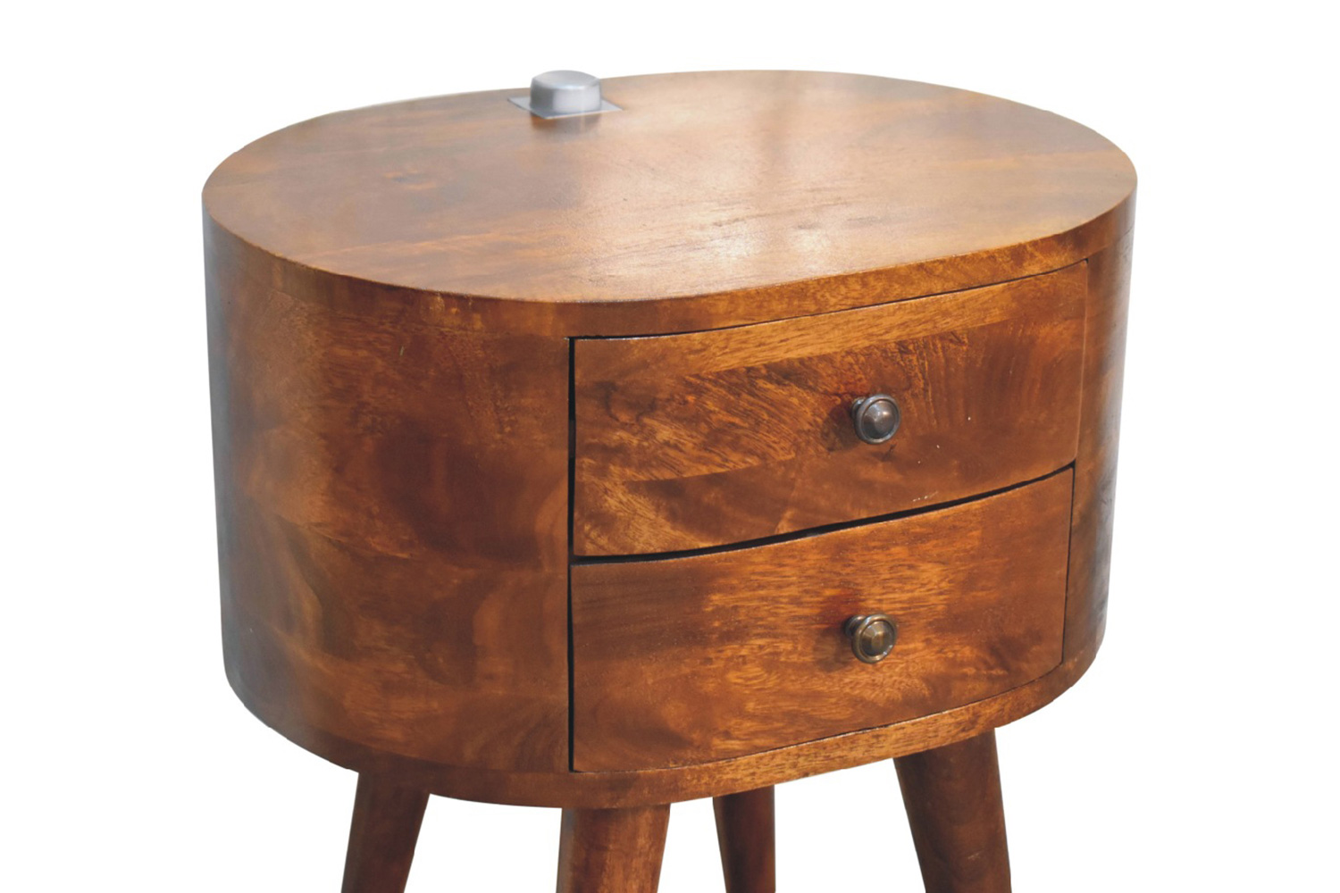 Artisan Rounded Bedside Table Bedside with Reading Light - Chestnut