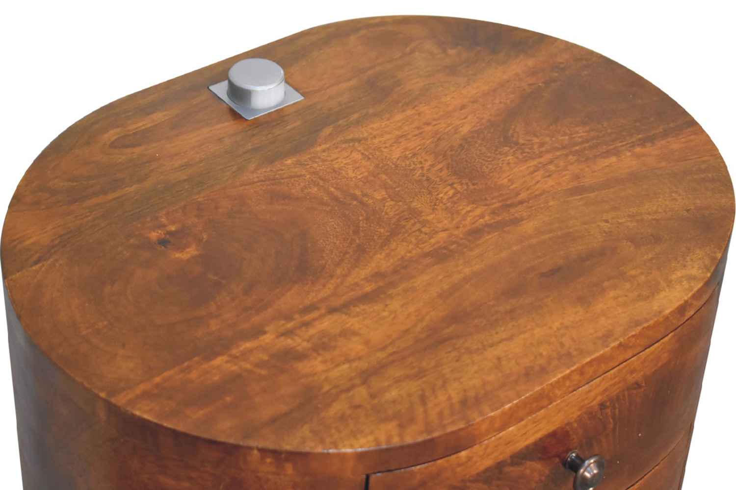 Artisan Rounded Bedside Table Bedside with Reading Light - Chestnut