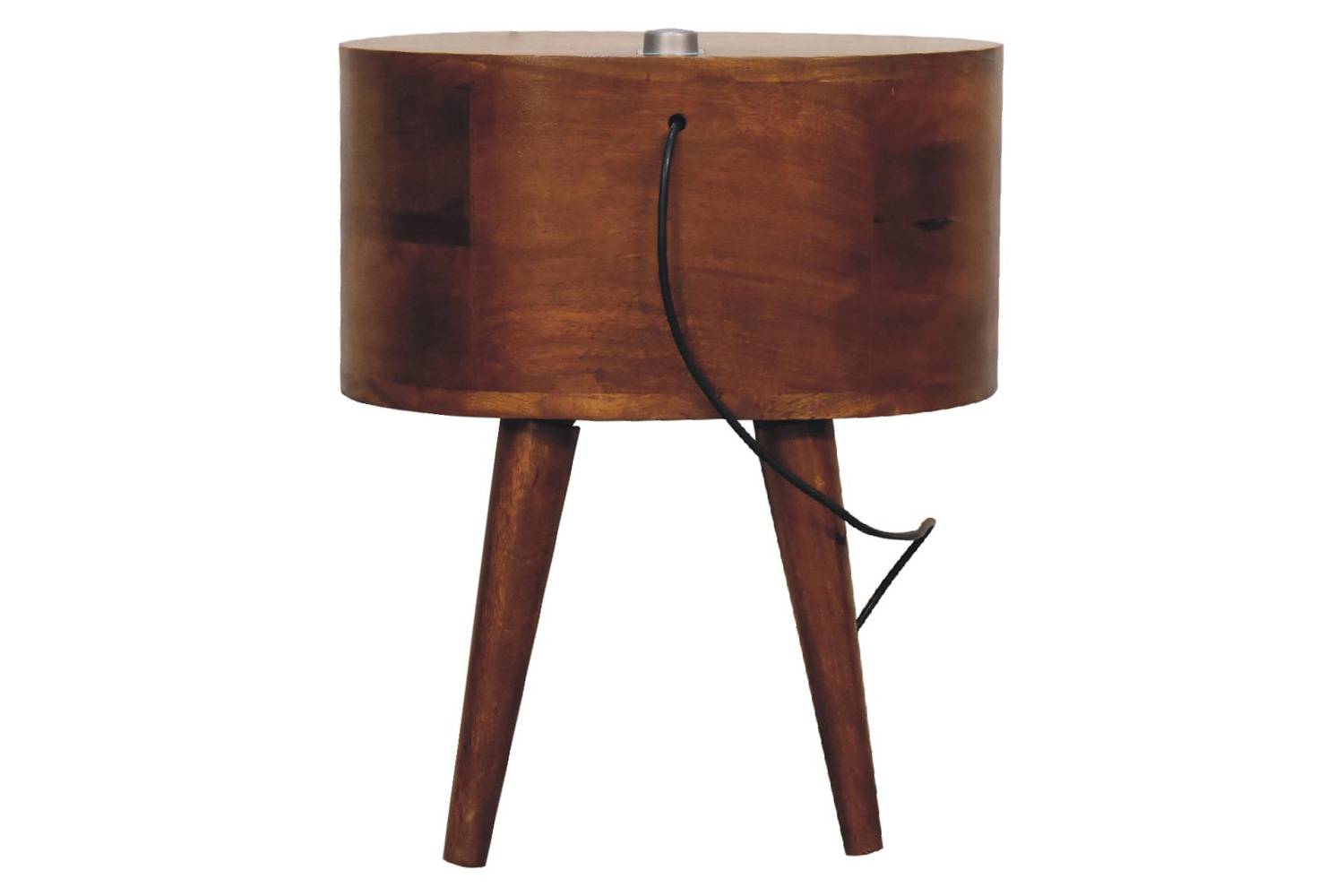 Artisan Rounded Bedside Table Bedside with Reading Light - Chestnut