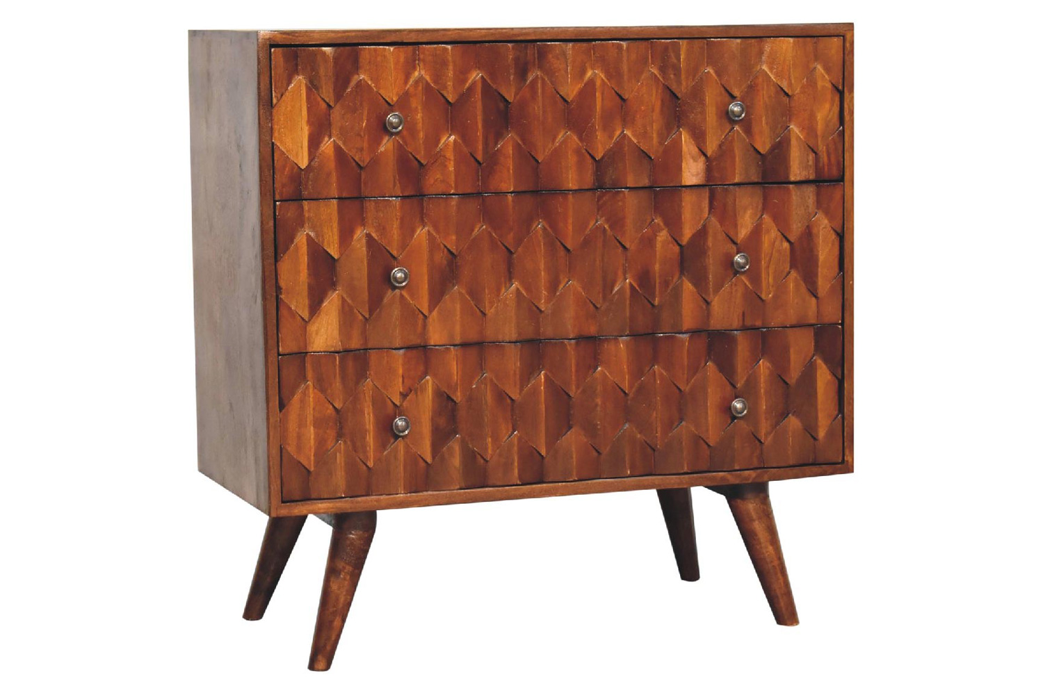 Artisan Pineapple Carved Chest - Chestnut