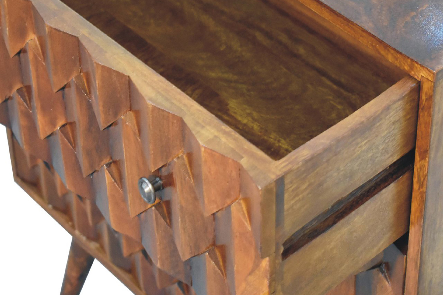 Artisan Pineapple Carved Chest - Chestnut