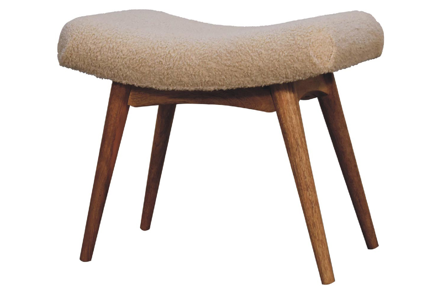 Artisan Curved Bench - Cream, Boucle