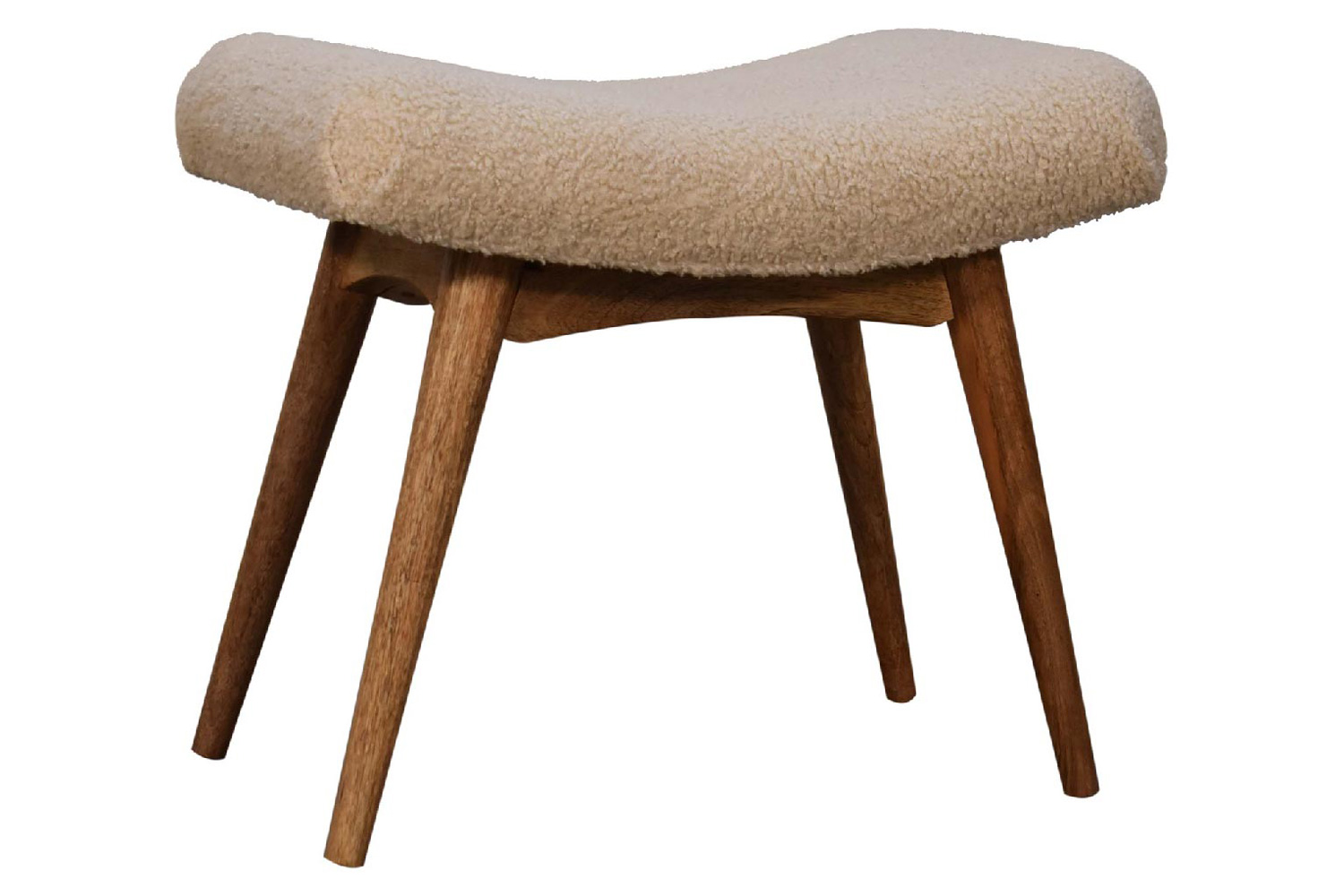 Artisan Curved Bench - Cream, Boucle