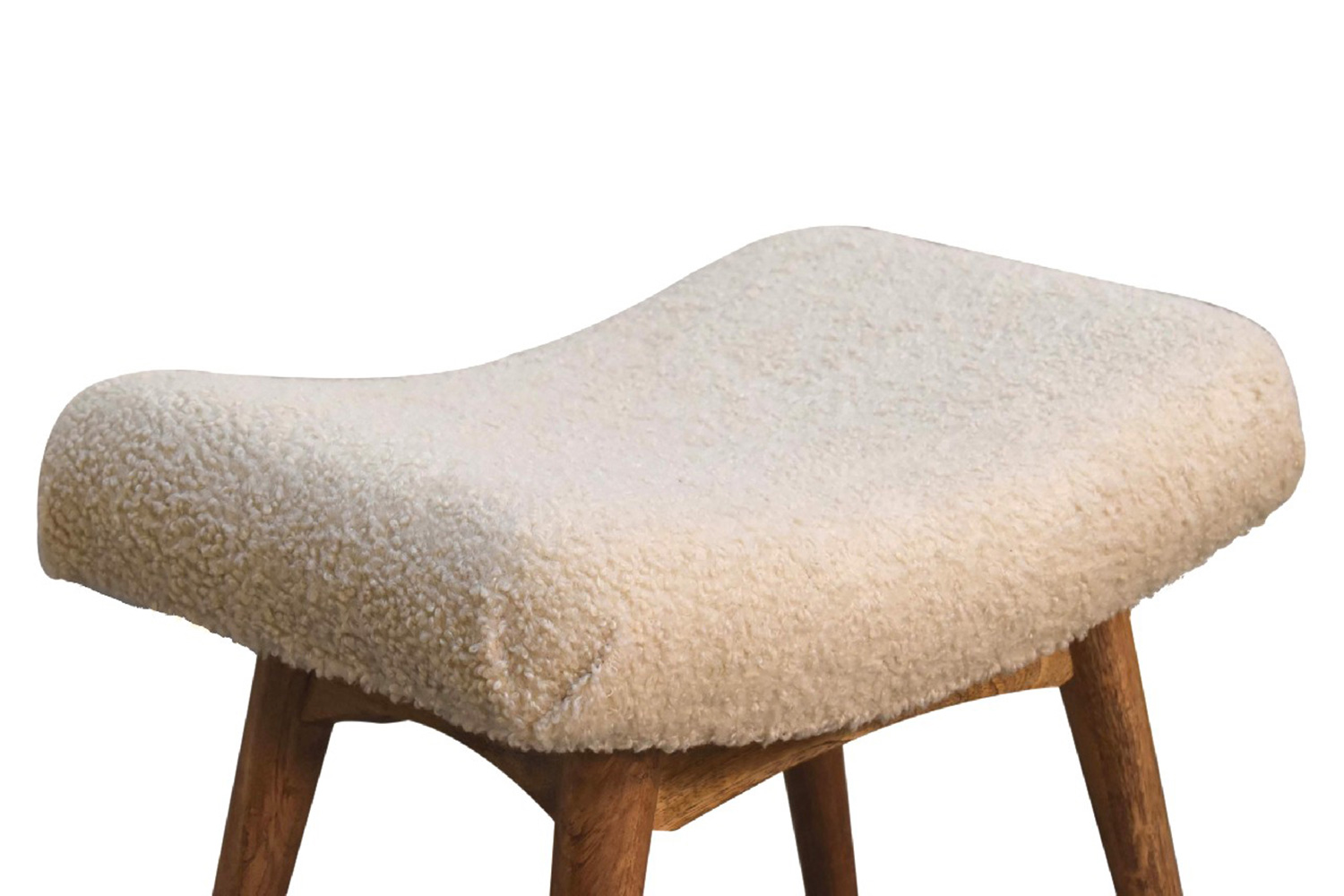 Artisan Curved Bench - Cream, Boucle