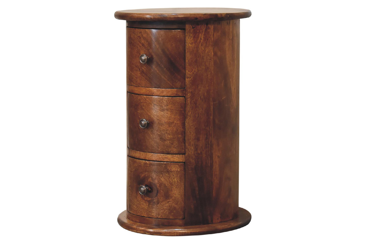 Artisan Mini Drum Bedside with 3 Drawers - Chestnut