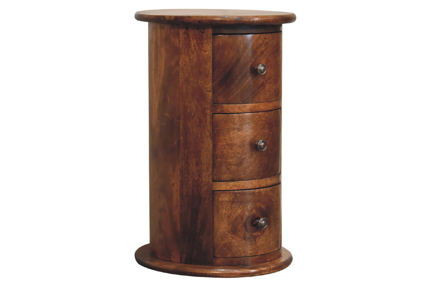 Artisan Mini Drum Bedside with 3 Drawers - Chestnut