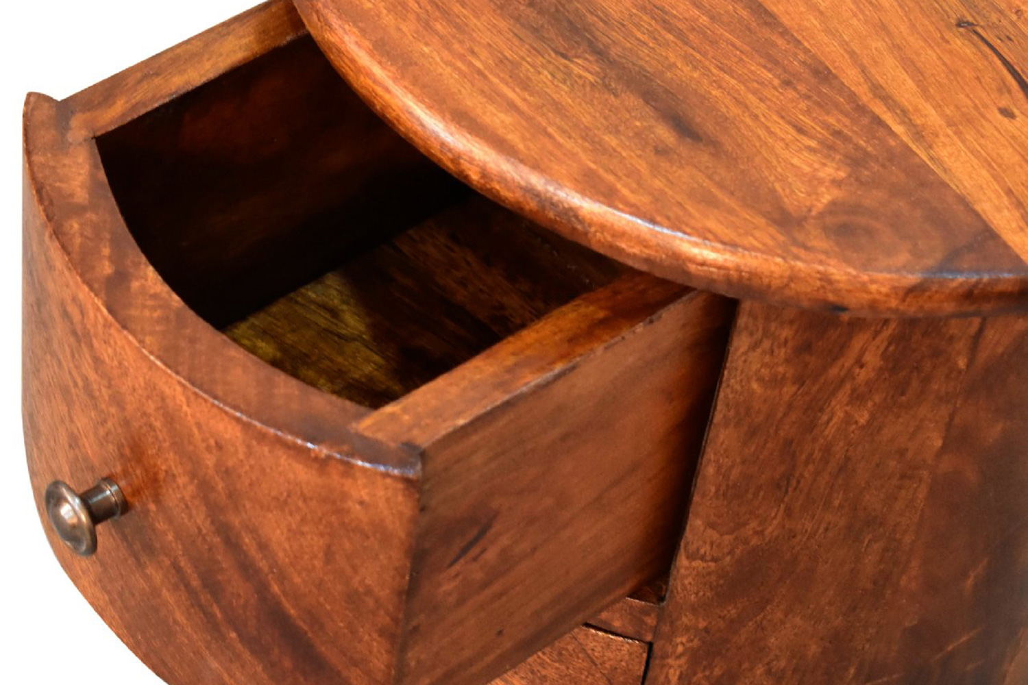Artisan Mini Drum Bedside with 3 Drawers - Chestnut