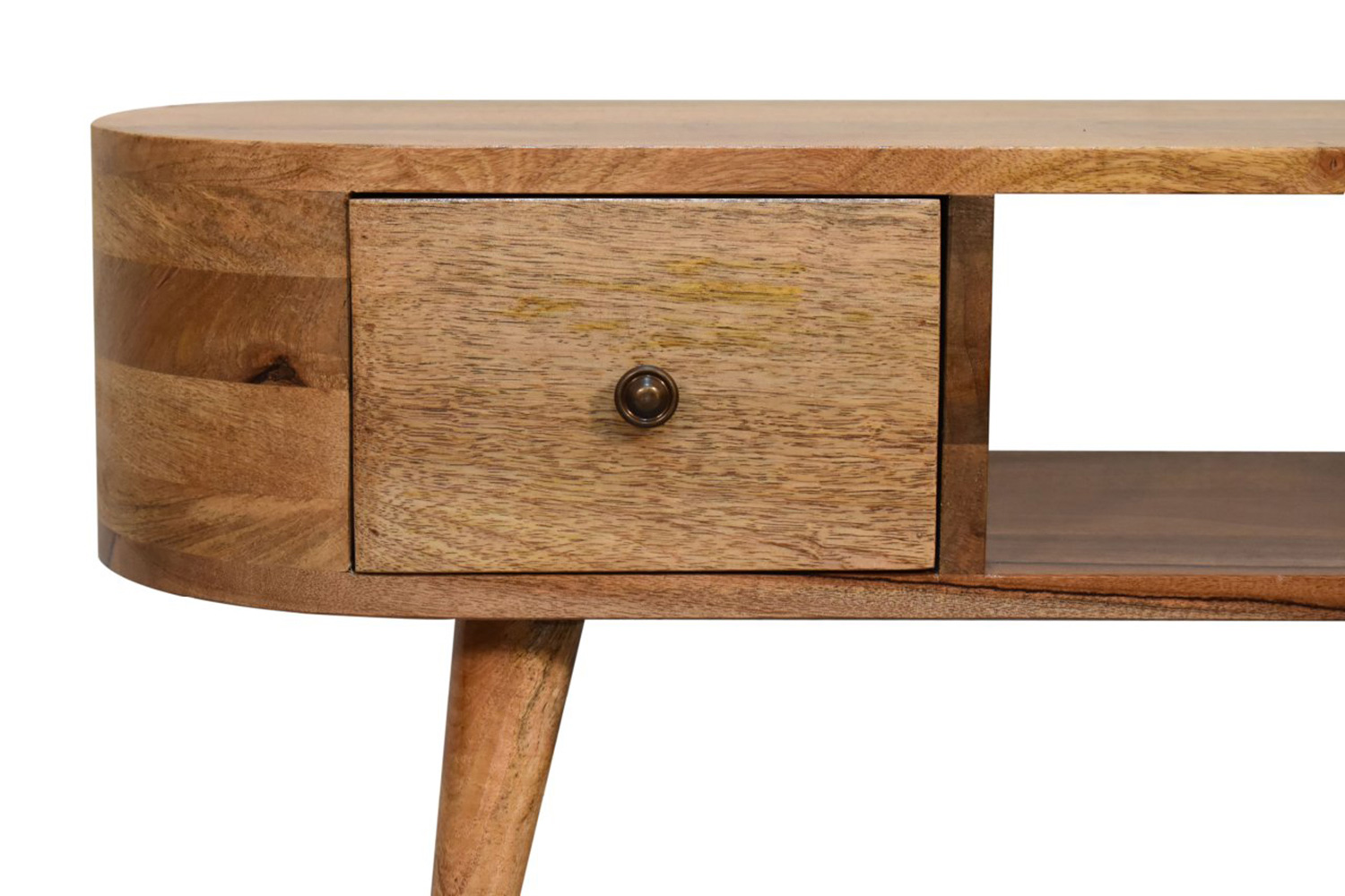 Artisan - Rounded Mini Entertainment Unit in Oak-ish, Open Slot