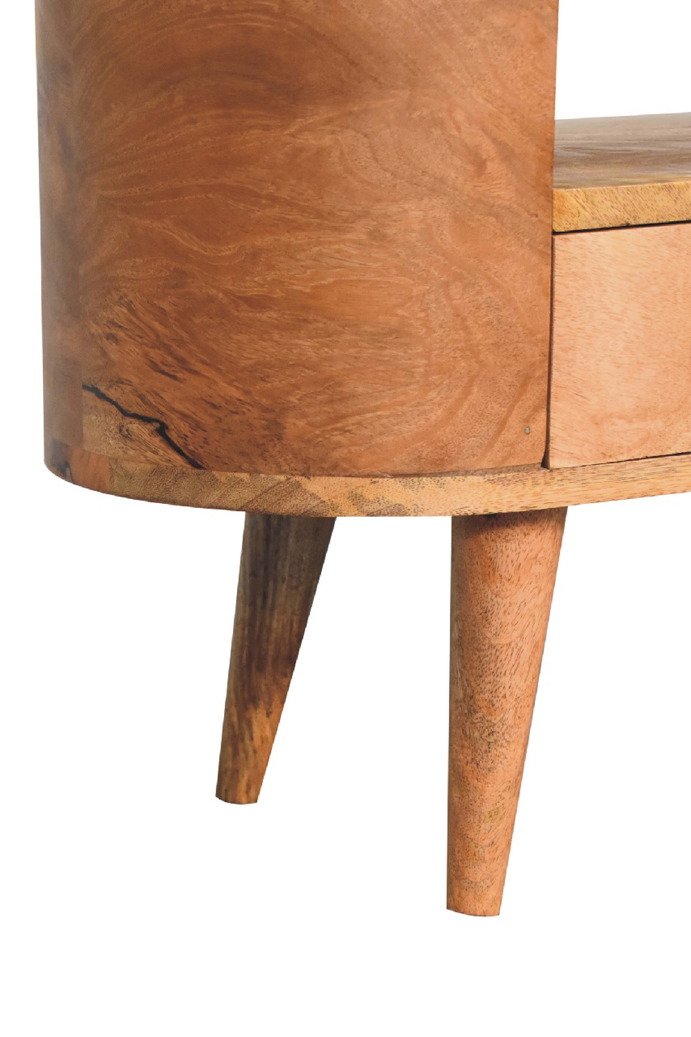 Artisan - Rounded Mini Entertainment Unit in Oak-ish, Open Shelf