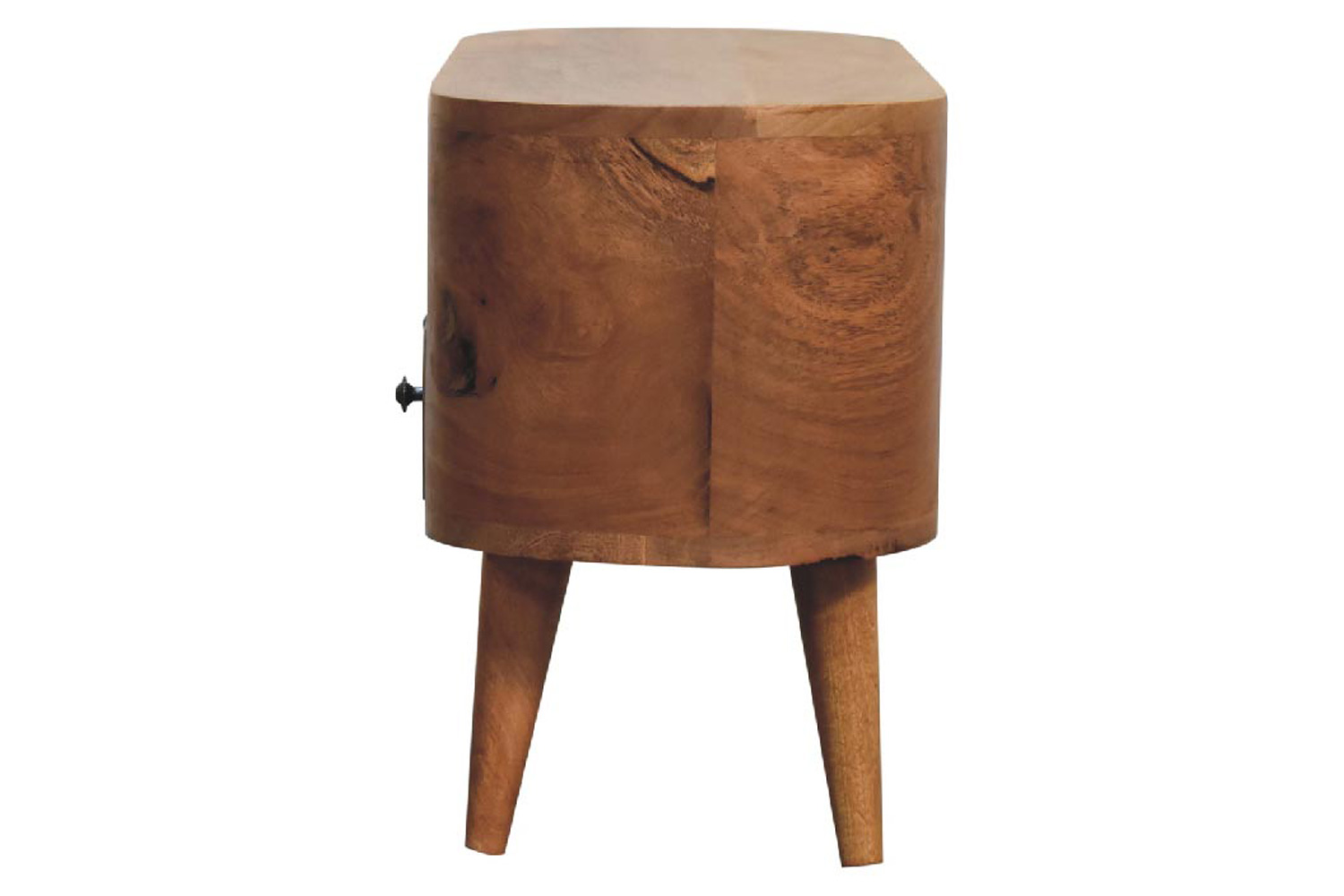 Artisan - Rounded Mini Entertainment Unit in Oak-ish, Open Shelf
