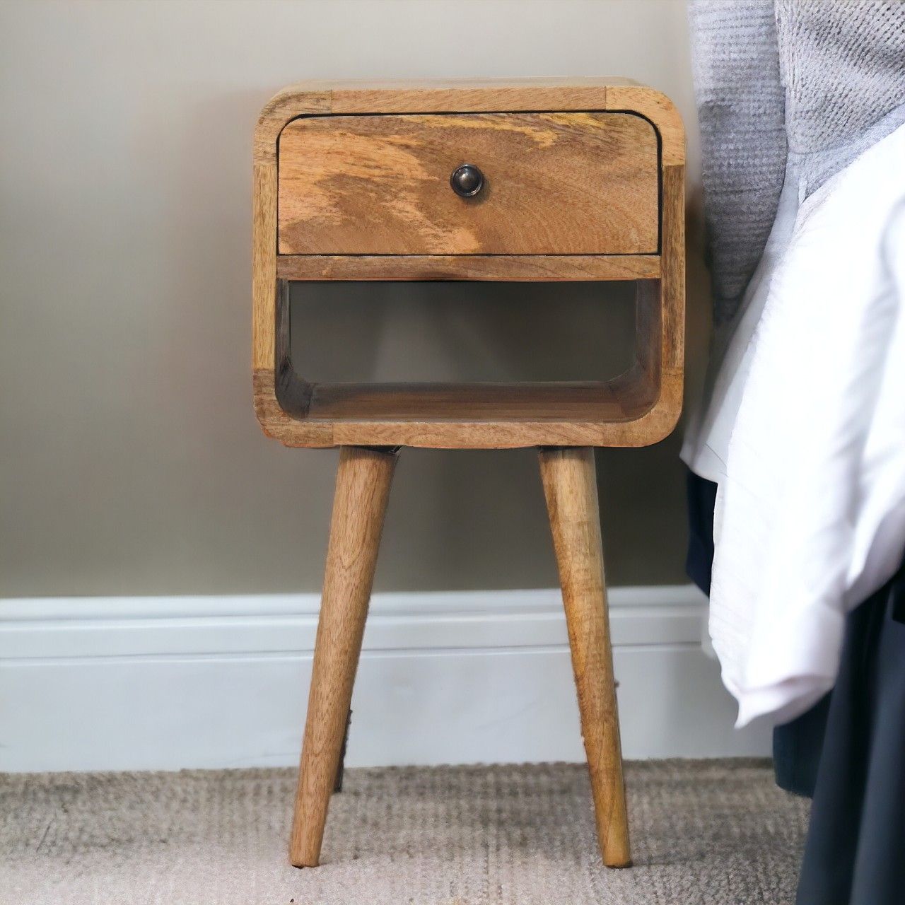 Artisan - Mini Oak-Ish Curve Lower Nightstand