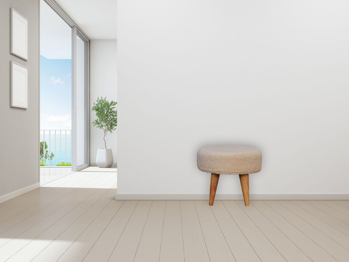 Artisan - Cream Boucle Petite Footstool
