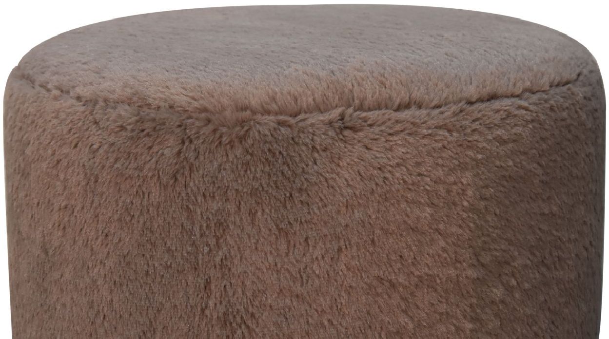 Artisan - Mocha Faux Fur Round Ball Footstool