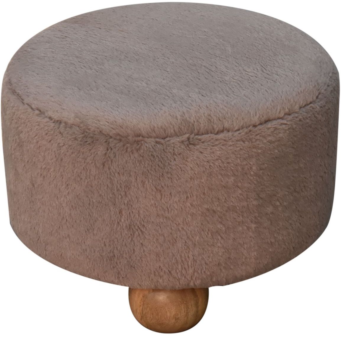 Artisan - Mocha Faux Fur Round Ball Footstool
