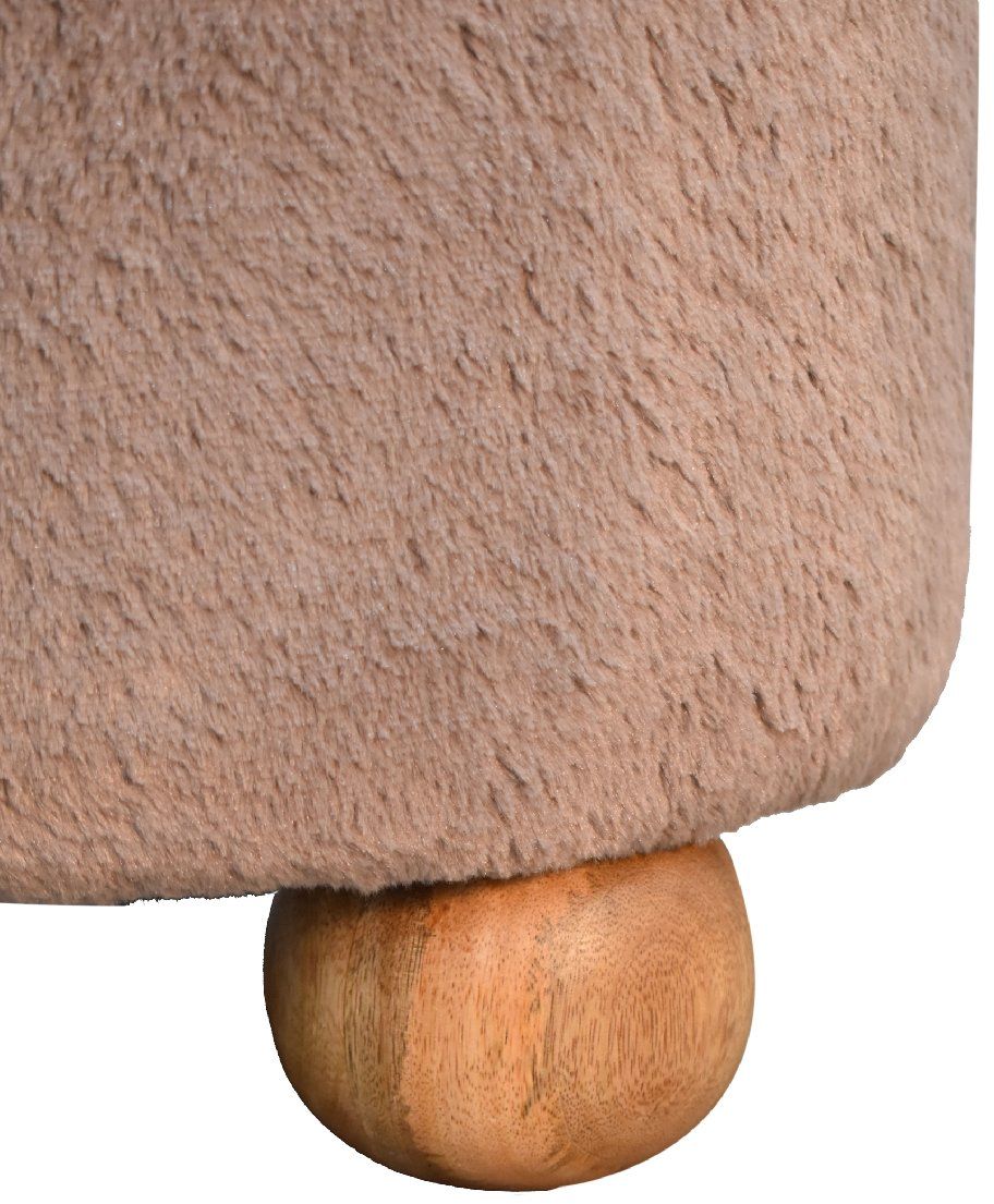 Artisan - Mocha Faux Fur Round Ball Footstool