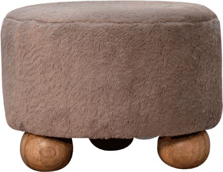 Artisan - Mocha Faux Fur Round Ball Footstool