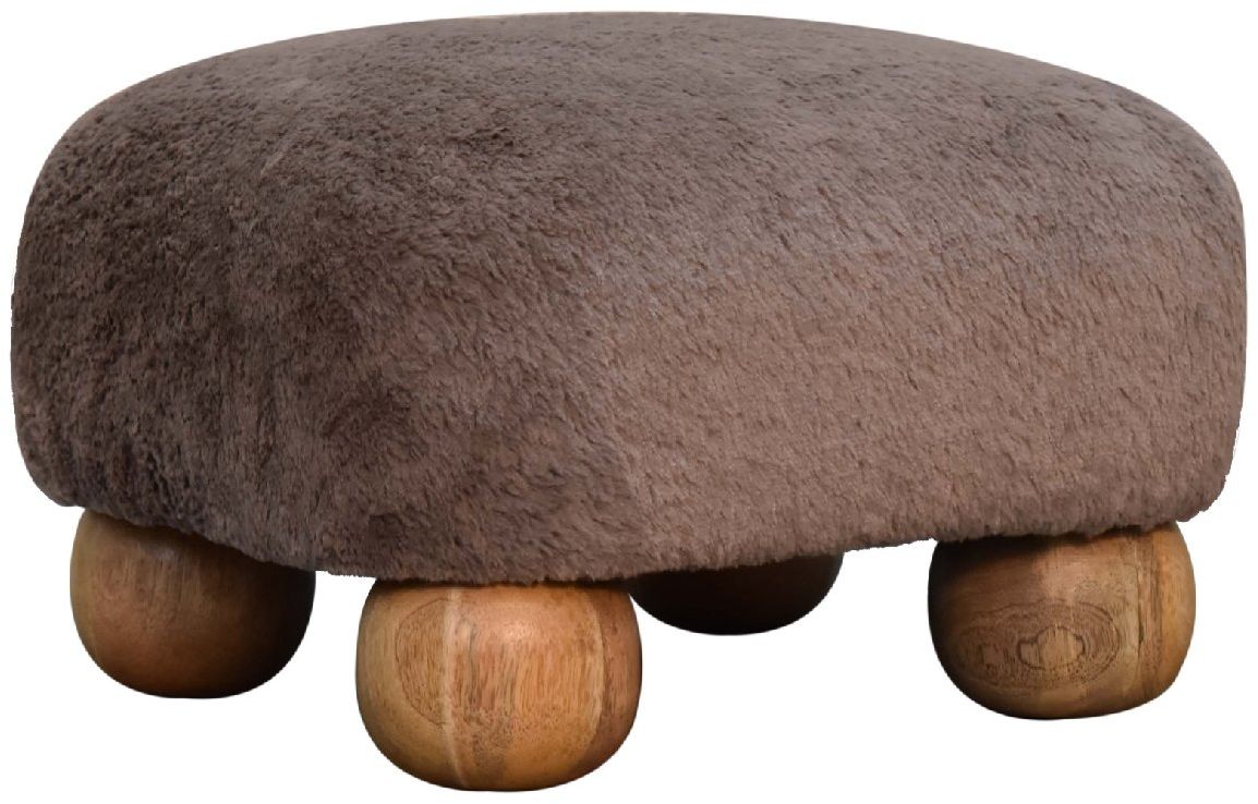 Artisan - Mocha Faux Fur Nordic Footstool