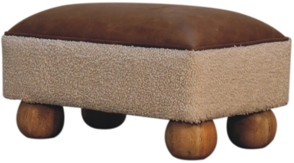 Artisan - Vintage Leather Boucle Ball Footstool