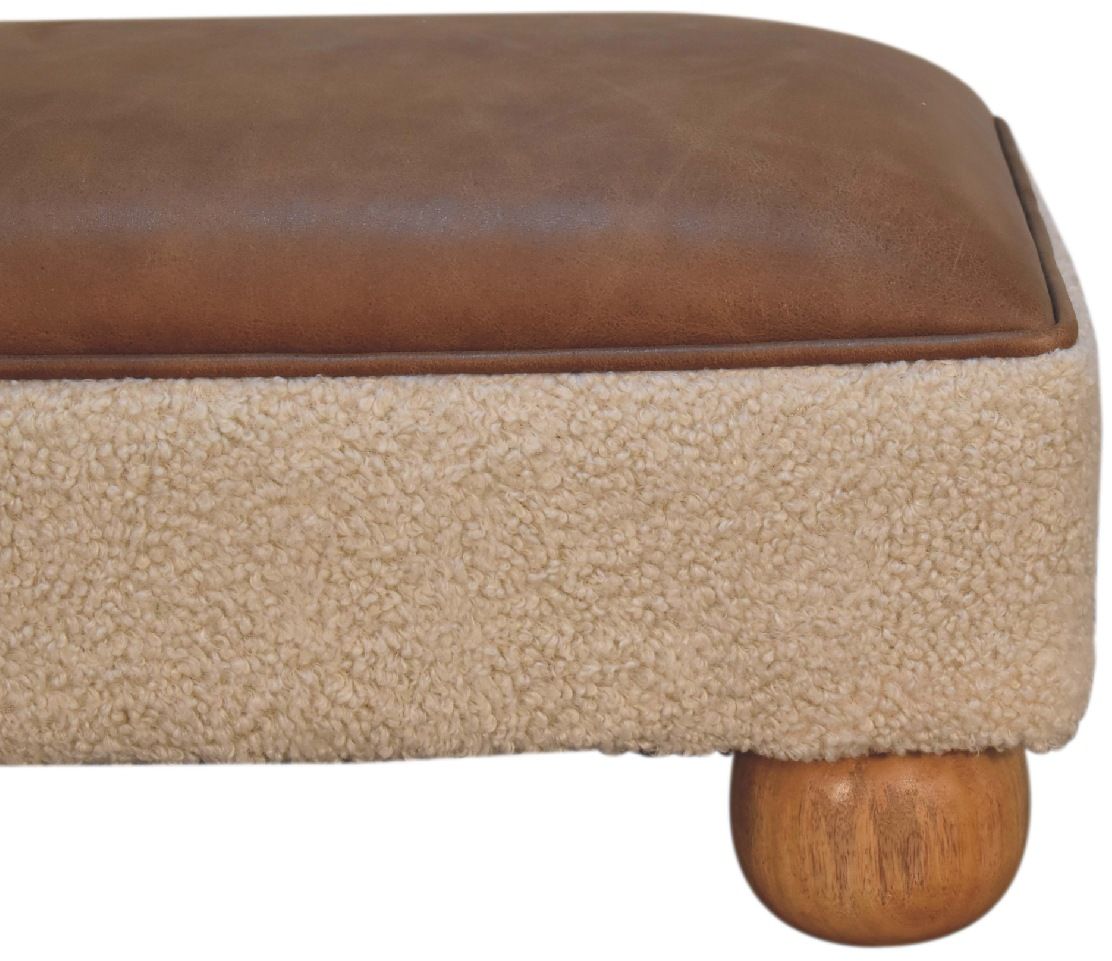Artisan - Vintage Leather Boucle Ball Footstool