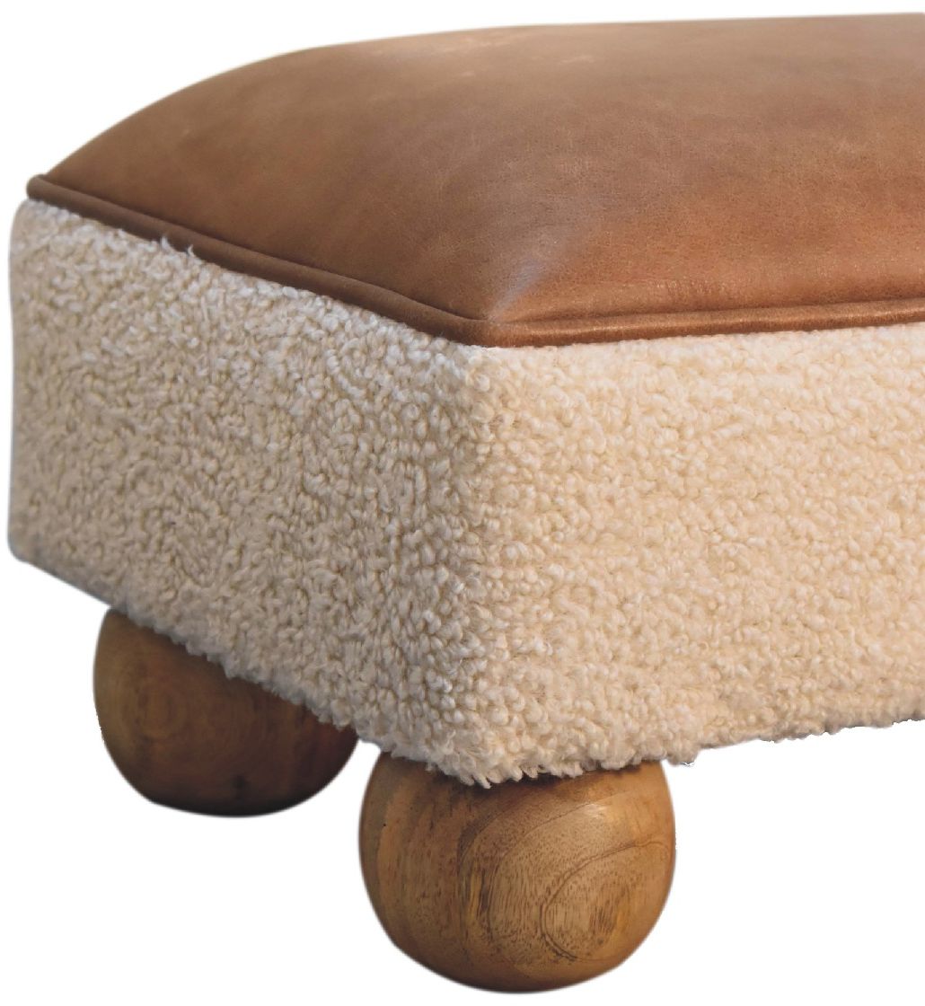 Artisan - Vintage Leather Boucle Ball Footstool