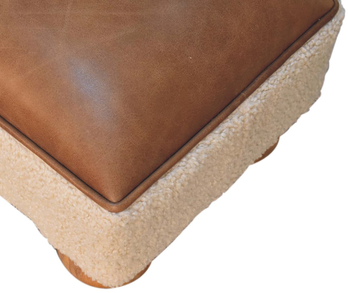 Artisan - Vintage Leather Boucle Ball Footstool
