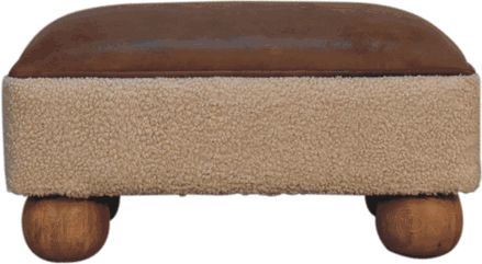 Artisan - Vintage Leather Boucle Ball Footstool