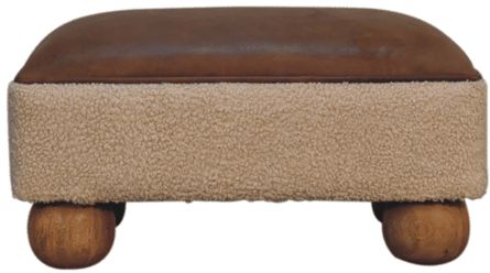 Artisan - Vintage Leather Boucle Ball Footstool