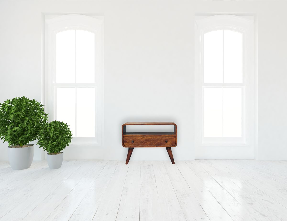 Artisan - Mini Chestnut Curved Media Unit