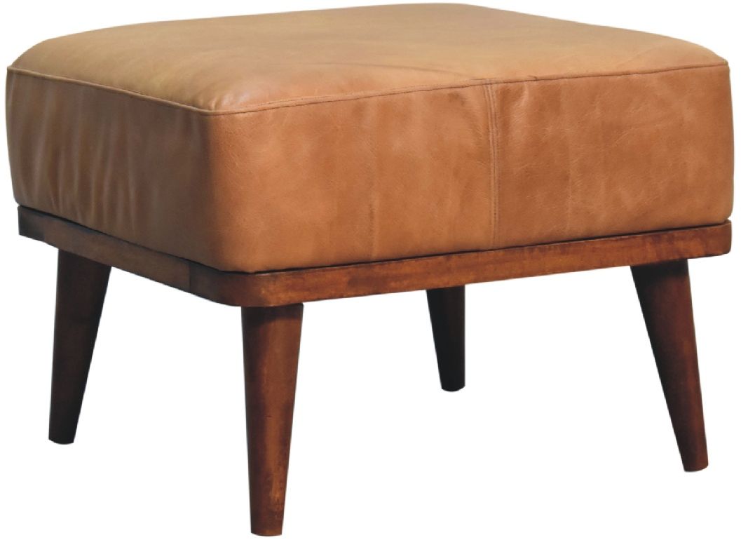 Artisan - Tan Buffalo Leather Tan Footstool