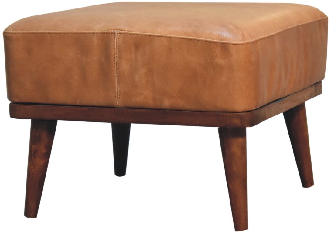 Artisan - Tan Buffalo Leather Tan Footstool