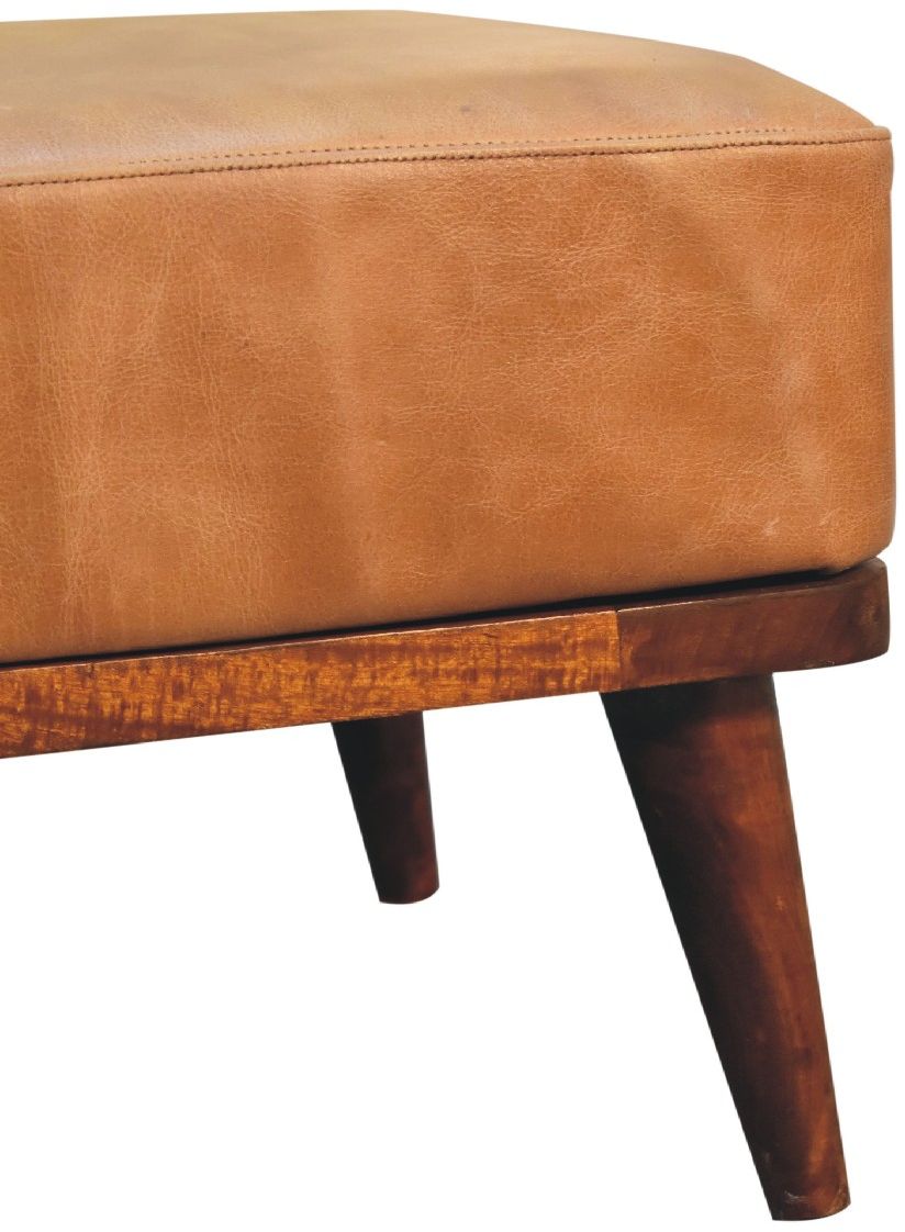 Artisan - Tan Buffalo Leather Tan Footstool