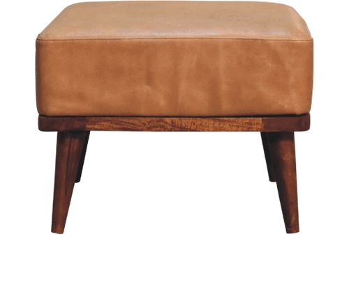Artisan - Tan Buffalo Leather Tan Footstool