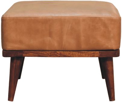 Artisan - Tan Buffalo Leather Tan Footstool