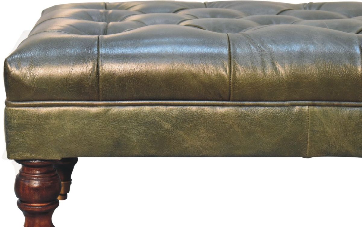 Artisan - Buffalo Leather Ottoman With Castor Legs