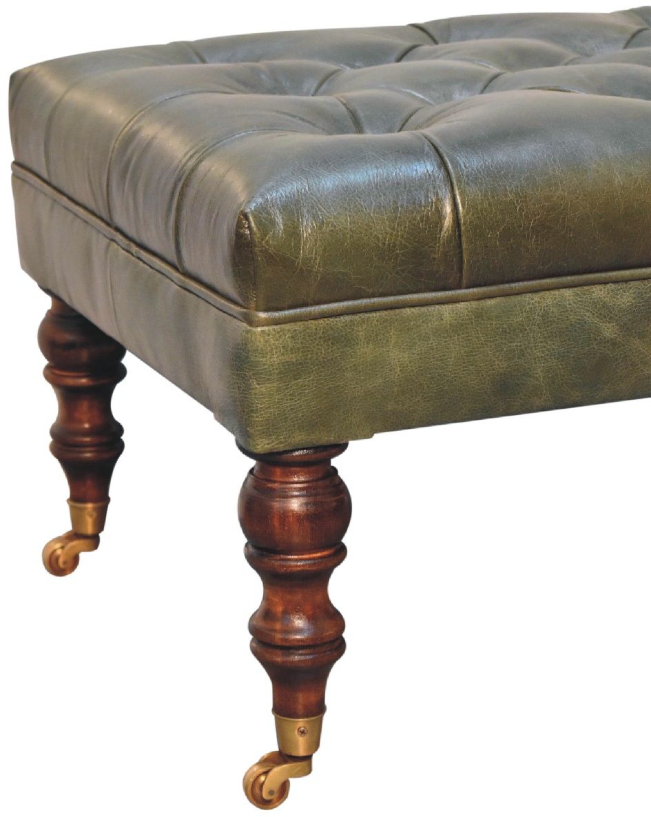 Artisan - Buffalo Leather Ottoman With Castor Legs
