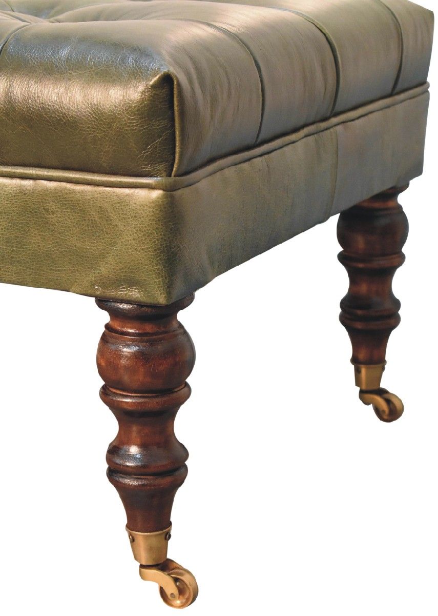 Artisan - Buffalo Leather Ottoman With Castor Legs